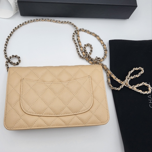Brand new 2022 authentic Chanel classic beige caviar quilted woc wallet on chain - Picture 11 of 17